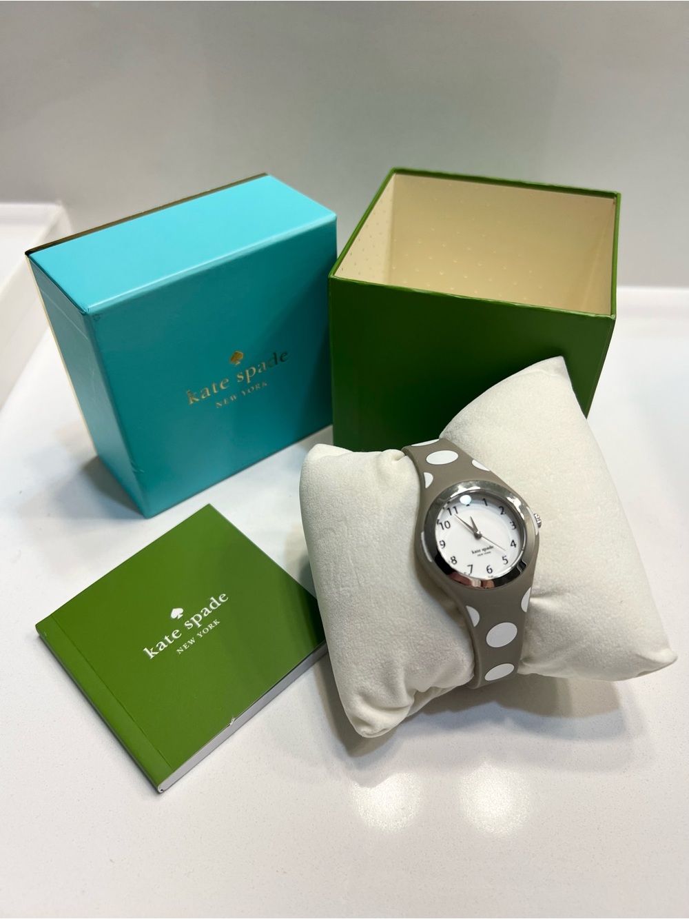 kate spade Live Colorfully Polka Dot Silicone Strap Watch with Box